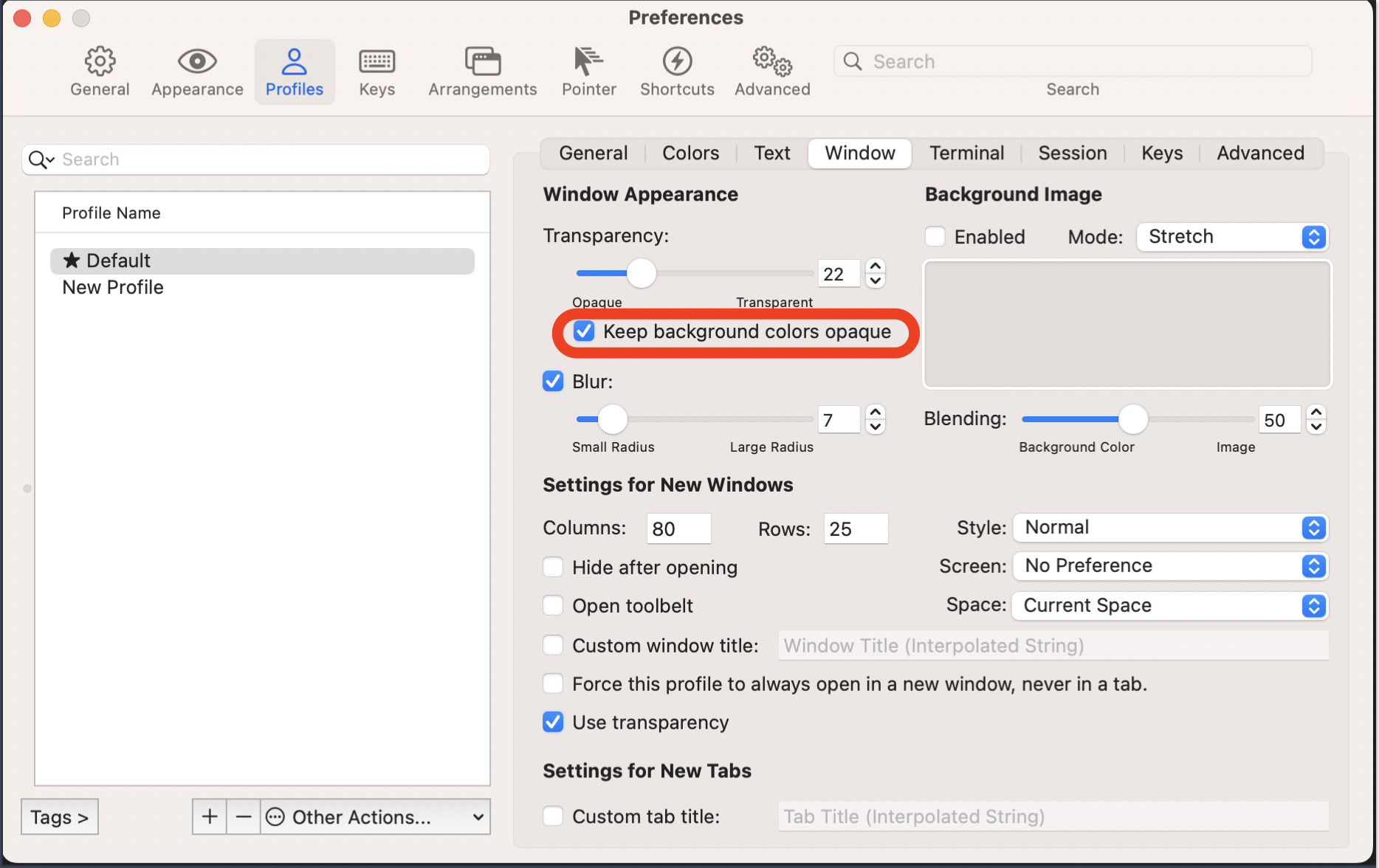 iTerm2 Settings Screenshot